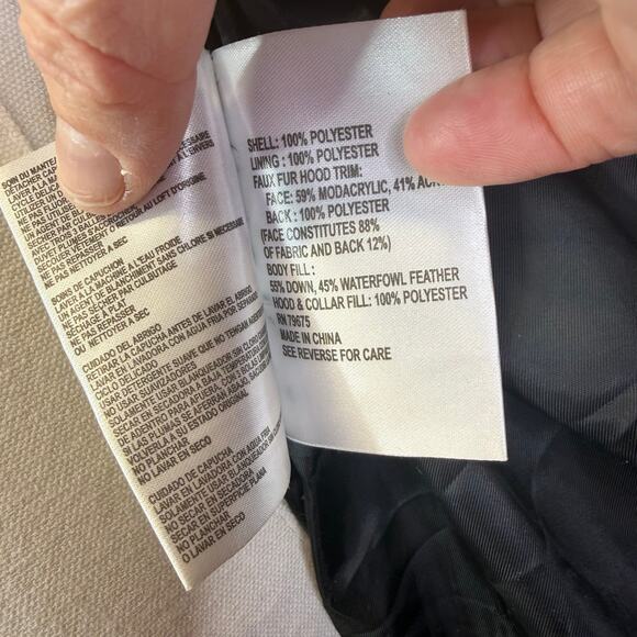 Michael Kors Hooded  Fur-Trim Button Front Belted Down Puffer Coat Size: medium - Picture 8 of 8